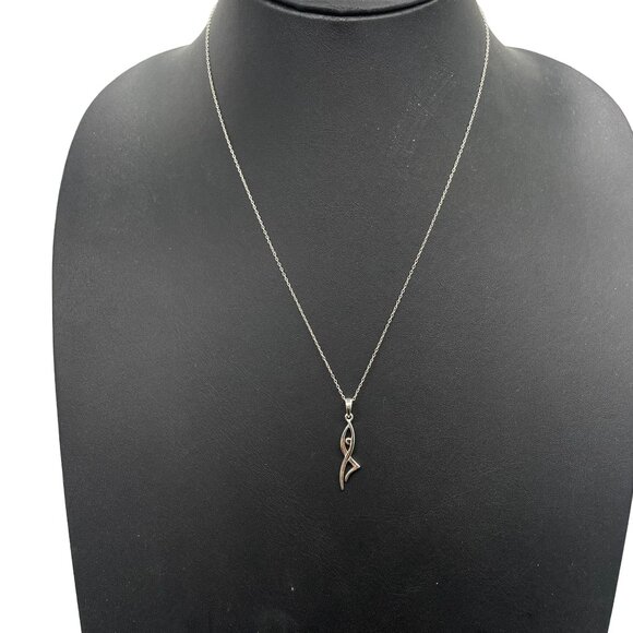 925 Sterling Silver Open Work Dancer Pendant Chain Necklace Minimalist Elegant - Picture 3 of 7